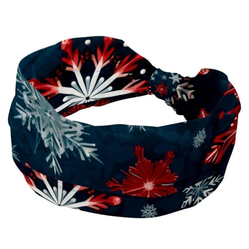 RODAILYCAY Haarbänder für Frauen, Frohe Weihnachten, Schneeflocke, Stretch, breite Stirnbänder, Haar-Accessoires, modische Turban-Stirnbänder, Yoga-Workout-Schweißband, Kopfwickel von RODAILYCAY