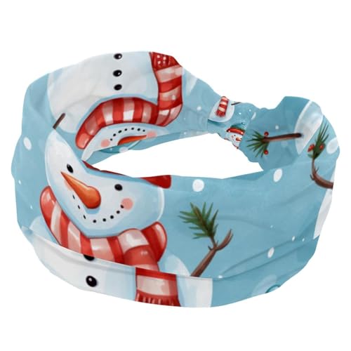 RODAILYCAY Haarbänder für Frauen, Frohe Weihnachten, Schneemann, breite Stirnbänder, dehnbares Stirnband, elastisches Kopfwickel-Haarzubehör, gedrehtes Kreuz-Haarband von RODAILYCAY