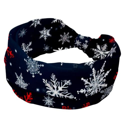 RODAILYCAY Haarbänder für Frauen, breite Stirnbänder, dehnbares Stirnband, Frohe Weihnachten, Schneeflocke, elastisches Kopfwickel, Haarzubehör, gedrehtes Kreuz-Haarband von RODAILYCAY