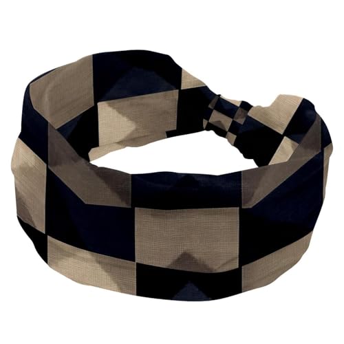 RODAILYCAY Kariertes Muster, breites Stirnband, elastisches Haarband, Kopfbedeckung, Twist-Kopfwickel, Turban-Stirnband, Haarschmuck für Frauen von RODAILYCAY