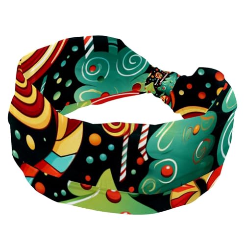 RODAILYCAY Merry Christmas Soft Wide Headband Non Slip Hairbands Women Headbands Elastic Hair Band Twisted Knot Turban Headwrap von RODAILYCAY
