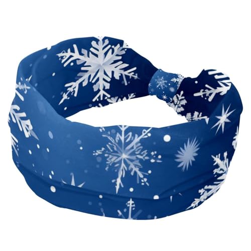 RODAILYCAY Modische Damen-Stirnbänder, Frohe Weihnachten, Schneeflocke, rutschfest, geknotet, Kreuzkopfwickel, breites Haarband für Workout, Sport, Yoga von RODAILYCAY