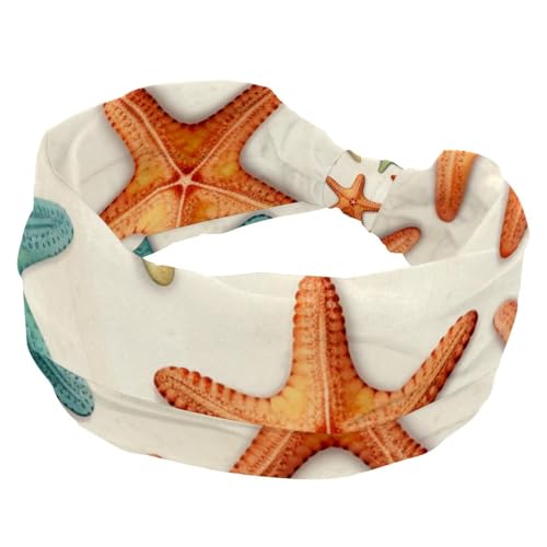 RODAILYCAY Seestern-dehnbare Stirnbänder für Damen, Turban-Haarband, für Yoga, Workout, Sport, breites Haarband für Mädchen und Damen RODAILYCAY Seestern-dehnbare Stirnbänder für Damen, Turban-Haarband, für Yoga, Workout, Sport, breites Haarband für Mädchen und Damen von RODAILYCAY