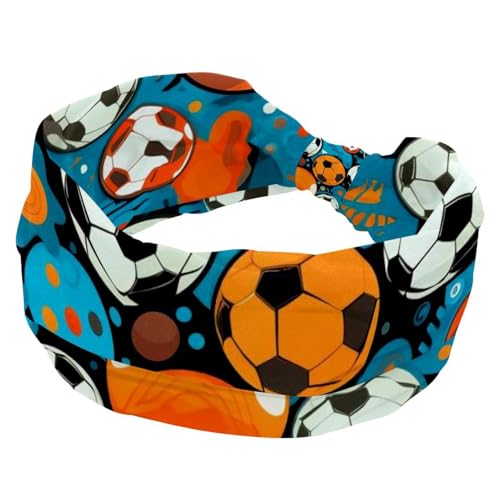 RODAILYCAY Soccer Football Soft Wide Headband Women's Headbands Non Slip Hairbands Elastic Hair Band Twisted Knot Turban Headwrap von RODAILYCAY