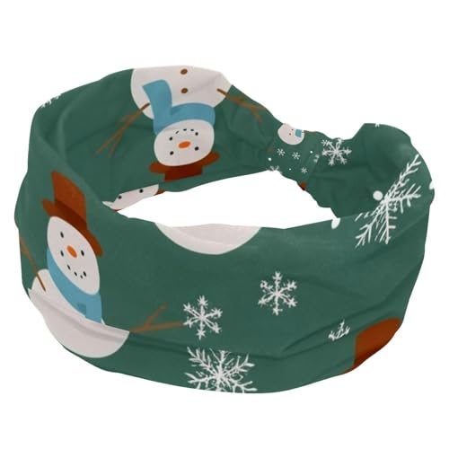 RODAILYCAY Stirnbänder für Damen, Mädchen, Damen, rutschfestes Make-up-Stirnband, Weihnachts-Schneemann, breite Oberseite, Turban-Haarband, geknotete Haarwickel von RODAILYCAY