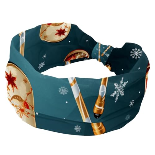 RODAILYCAY Stirnbänder für Damen, Workout, Frohe Weihnachten, weiche Turban-Stirnbänder, modische breite Haarbänder, rutschfest, dehnbar, Kopfwickel von RODAILYCAY