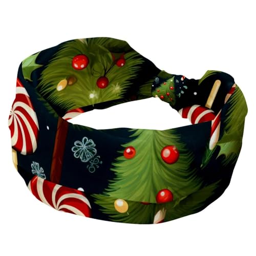 RODAILYCAY Stirnbänder für Damen, Workout, weiche Turban-Stirnbänder, Frohe Weihnachten, modische breite Haarbänder, rutschfest, dehnbar, Kopfwickel von RODAILYCAY
