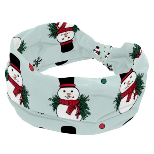 RODAILYCAY Stirnbänder für Damen, dehnbar, breite Haarbänder, modische Turban-Stirnbänder, Weihnachts-Schneemann, rutschfest, Workout, Sport, Kopfwickel von RODAILYCAY