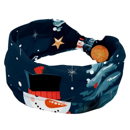 RODAILYCAY Stirnbänder für Frauen und Mädchen, rutschfestes breites Stirnband, elastisches Haarband, Frohe Weihnachten, Schneemann, verdrehter Kopf, Haarschmuck von RODAILYCAY