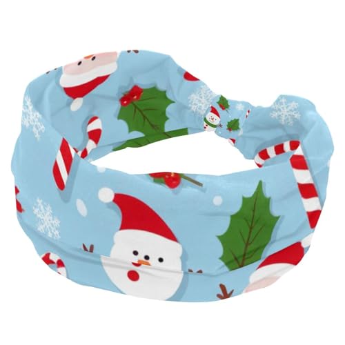 RODAILYCAY Stretch-Sport-Stirnband für Damen, weiches Stirnband, Weihnachten, Schneemann, Weihnachtsmann, rutschfestes Haarband, Haar-Accessoires, geknotete Haarbänder von RODAILYCAY