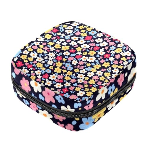RODAILYCAY Tampon-Slipeinlagen, Menstruations-Geldbörse, Stillunterlagen-Halter mit Reißverschluss, winziges Blumenmuster, Serviettenbeutel-Organizer von RODAILYCAY
