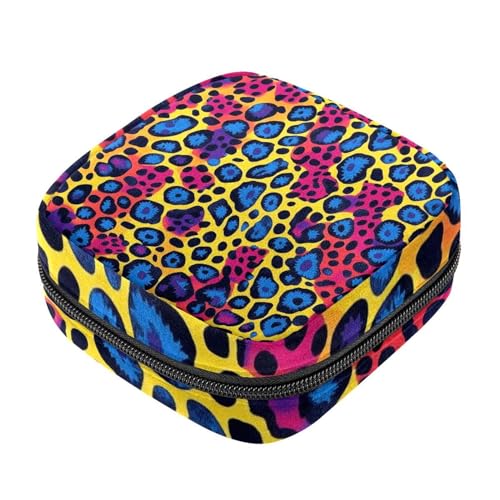 RODAILYCAY Tampon-Slipeinlagen, Menstruations-Geldbörse, Stillunterlagenhalter mit Reißverschluss, buntes Leopardenmuster, Serviettenbeutelorganizer von RODAILYCAY