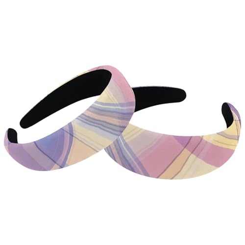RODAILYCAY Turban-Samt-Haarbänder mit breiter Oberseite, kariert, modische Kopfwickel, elastisches Stirnband für Damen, 2 Größen von RODAILYCAY