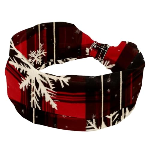 RODAILYCAY Weihnachten Plaid Schneeflocken Hintergrund Mode Stirnband Stirnbänder für Frauen Mädchen Criss Twisted Haarband Breiter Kopf Wrap Haarschmuck von RODAILYCAY