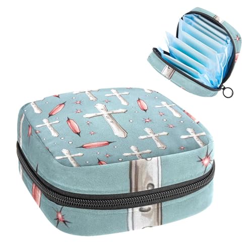 Reißverschluss Damenbinde Tasche, weiche Menstruationspad-Tasche, Osterkreuz-561 Aufbewahrungstasche für Damenbinden, Tamponhalter-Pad, Geldbörse von RODAILYCAY