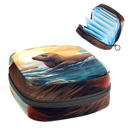 Reißverschluss Damenbinden Tasche Soft Menstruationspad Pouch Sea Lion-706 Aufbewahrungstasche für Damenbinden Tamponhalter Pad Geldbörse von RODAILYCAY