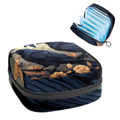 Reißverschluss Damenbinden Tasche Weiche Menstruationspads Beutel Crow-1672 Aufbewahrungstasche für Damenbinden Tamponhalter Pad Geldbörse von RODAILYCAY