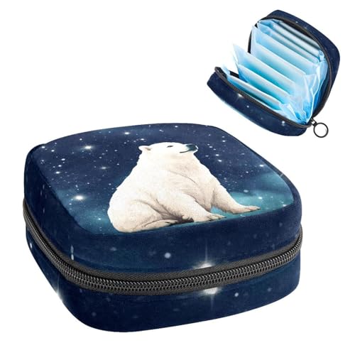Reißverschluss Damenbinden Tasche Weiche Menstruationspads Beutel Eisbär im Sternenhimmel 320 Aufbewahrungstasche für Damenbinden Tamponhalter Pad Geldbörse von RODAILYCAY