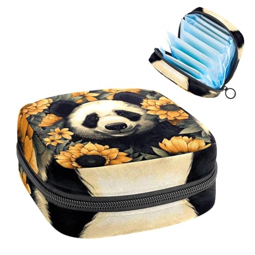 Reißverschluss Damenbinden Tasche Weiche Menstruationspads Beutel Panda in Sonnenblume 202 Aufbewahrungstasche für Damenbinden Tamponhalter Pad Geldbörse von RODAILYCAY