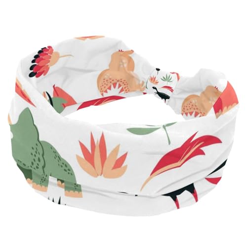 Rosa Dinosaurier-Damen-Stirnbänder, elastisch, breit, Turban-Stirnband, weiche Stirnbänder, rutschfestes Haarband für Yoga, Workout, Sport, Laufen von RODAILYCAY