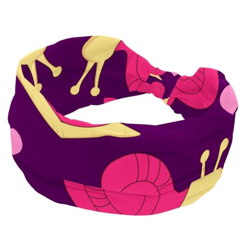Rosy Yellow Snails Heart Purple Background Headband for Women Soft Wide Headbands Non Slip Workout Hairbands for Yoga Fitness Travel Gym Hair Accessories von RODAILYCAY