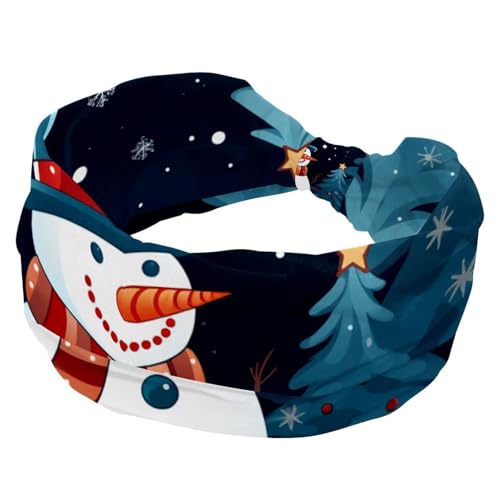 Rutschfestes Make-up-Stirnband, Frohe Weihnachten, Schneemann-Stirnbänder für Damen und Damen, breites Turban-Haarband, geknotete Haarwickel von RODAILYCAY