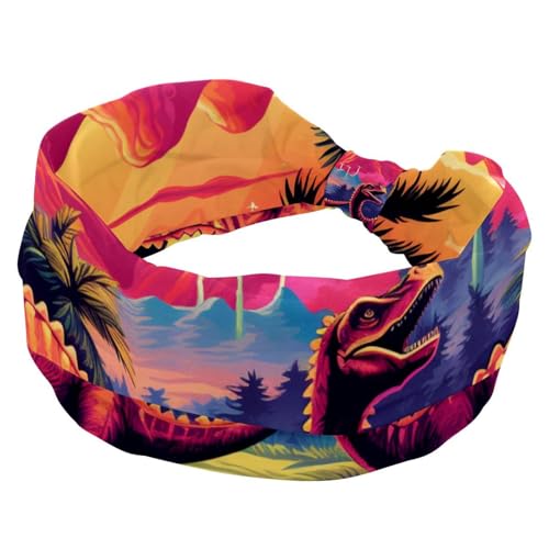 Rutschfestes breites Stirnband, Dinosaurier-Stirnbänder für Frauen und Mädchen, elastisches Haarband, verdrehter Kopfwickel, Haarschmuck von RODAILYCAY