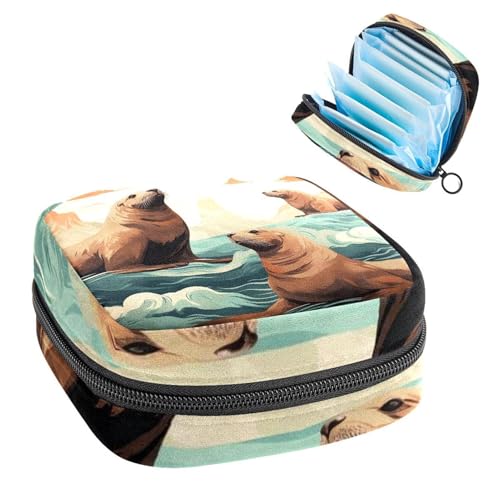 Sea Lion-731 Erste Periode Kit für Mädchen, Tampon-Slipeinlagen, Menstruations-Geldbörse, Stilleinlagen-Halter mit Reißverschluss, Hygiene-Serviettenbeutel-Organizer von RODAILYCAY