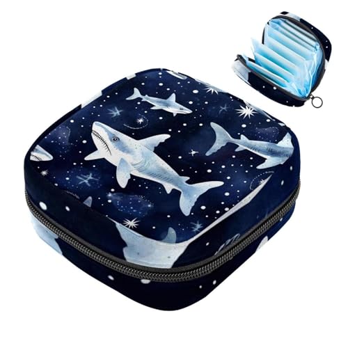 Star Shark-1547 Erste Periode Kit für Mädchen, Tampon-Slipeinlagen, Menstruations-Geldbörse, Stilleinlagen-Halter mit Reißverschluss, Hygiene-Serviettenbeutel-Organizer von RODAILYCAY