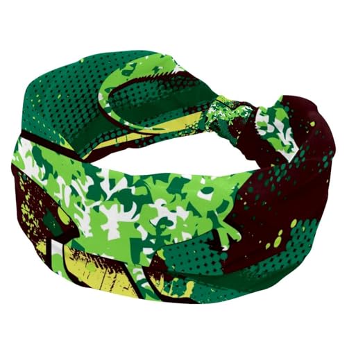 Stirnbänder für Damen, Dinosaurier-Camouflage-Grün, Yoga-Workout-Stirnband, elastisches Criss-Haarband, weiches Haarband, modisches Turban-Stirnband von RODAILYCAY
