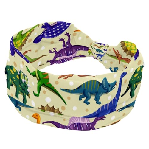 Stirnbänder für Damen, Dinosaurier-Gelb, modisches breites Stirnband, Kreuz-elastisches Kopfwickel, Schweiß-Sport, Workout, Turban-Stirnband von RODAILYCAY