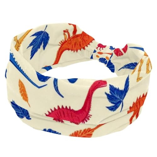 Stirnbänder für Damen, Dinosaurier-Stretch-Bänder, breite Haarbänder, modische Turban-Stirnbänder, rutschfest, Workout, Sport, Kopfwickel von RODAILYCAY