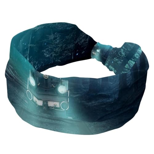 Stirnbänder für Damen, Eisenbahn, Nacht, Wald, Yoga, Workout, Stirnband, elastisches Criss-Haarband, weiches Haarband, modisches Turban-Stirnband von RODAILYCAY