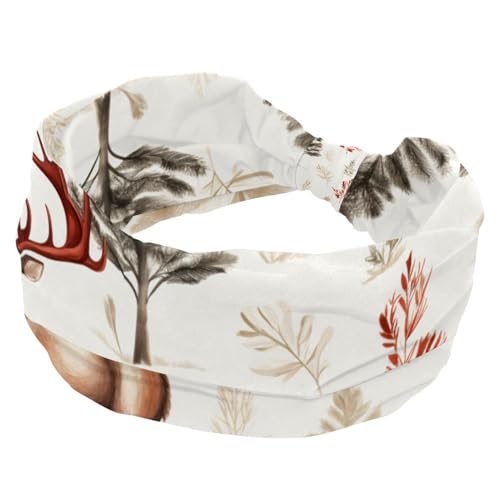 Stirnbänder für Damen, Frohe Weihnachten, Elch, Hirsch, dehnbar, breit, modische Turban-Stirnbänder, rutschfest, für Workout, Sport von RODAILYCAY