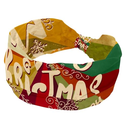 Stirnbänder für Damen, Frohe Weihnachten, modisches breites Stirnband, Kreuz-elastisches Kopfband, Schweiß-Sport, Workout, Turban-Stirnband von RODAILYCAY