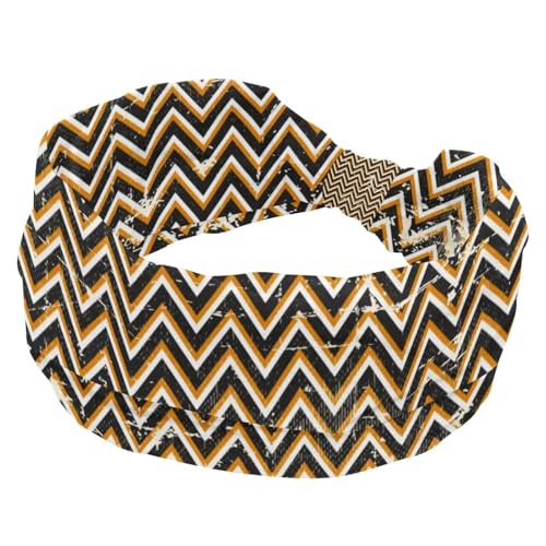 Stirnbänder für Damen, Grunge Chevron Schwarz Weiß Orange Zickzack Yoga Workout Stirnband Elastisch Criss Haarband Weiche Haarwickel Mode Turban Stirnband von RODAILYCAY