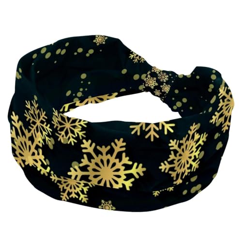 Stirnbänder für Damen, Weihnachten, goldene Schneeflocke, Yoga, Workout, Stirnband, elastisches Criss-Haarband, weiches Haarband, modisches Turban-Stirnband von RODAILYCAY