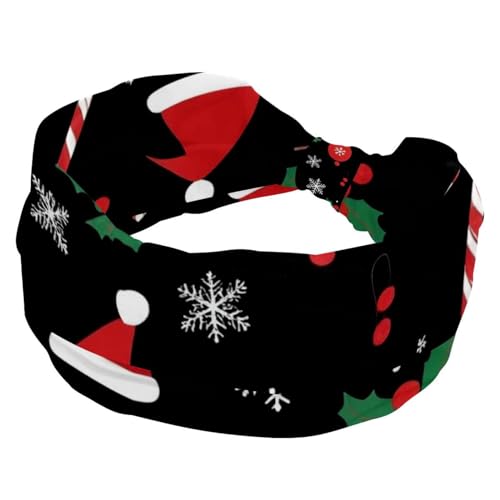 Stirnbänder für Damen, Weihnachts-Schneeflocken-Stange, modische Turban-Stirnbänder, dehnbar, breite Haarbänder, rutschfest, Workout, Sport, Kopfwickel von RODAILYCAY
