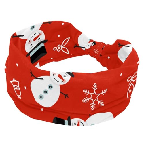 Stirnbänder für Damen, Weihnachts-Schneemann, rot, modisch, breit, Kreuz-elastisch, Kopfwickel, Schweißsport, Workout, Turban-Stirnband von RODAILYCAY