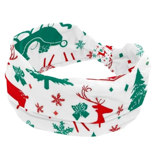 Stirnbänder für Damen, Workout, Weihnachts-Hirschbaum, weiche Turban-Stirnbänder, modische breite Haarbänder, rutschfest, dehnbar, Kopfwickel von RODAILYCAY