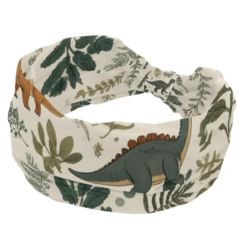 Stirnbänder für Damen, Workout, verdrehte Knoten, Dinosaurier-Haarbänder, dehnbar, rutschfest, Yoga, Sport, Turban-Kopfwickel von RODAILYCAY