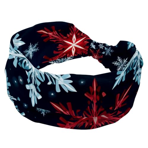 Stirnbänder für Damen, dehnbar, breite Haarbänder, Frohe Weihnachten, Schneeflocke, modische Turban-Stirnbänder, rutschfest, Workout, Sport, Kopfwickel von RODAILYCAY