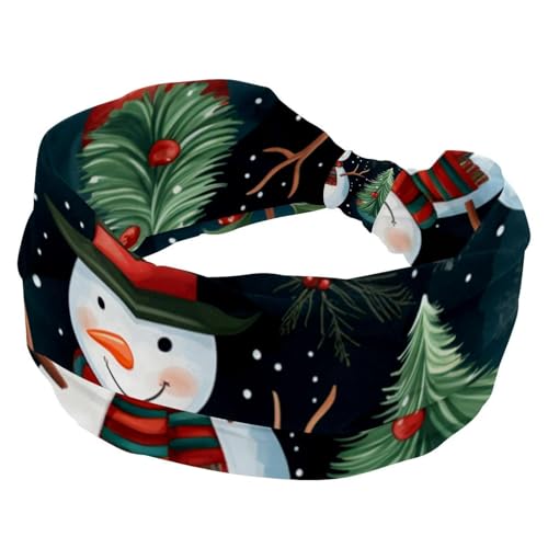 Stirnbänder für Damen, modische Turban-Stirnbänder, dehnbar, breite Haarbänder, Frohe Weihnachten, Schneemann, rutschfest, Workout, Sport, Kopfwickel von RODAILYCAY