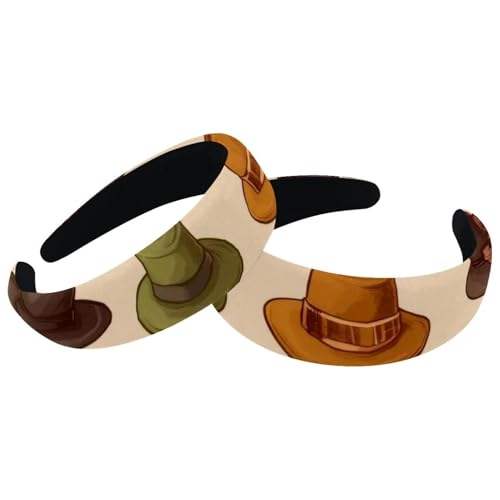 Stirnbänder für Damen mit Cowboy-Hüten im Wilden Westen, rutschfest, Make-up-Stirnband, breite Oberseite, Turban-Haarbänder für die Dusche, 2 Packungen von RODAILYCAY