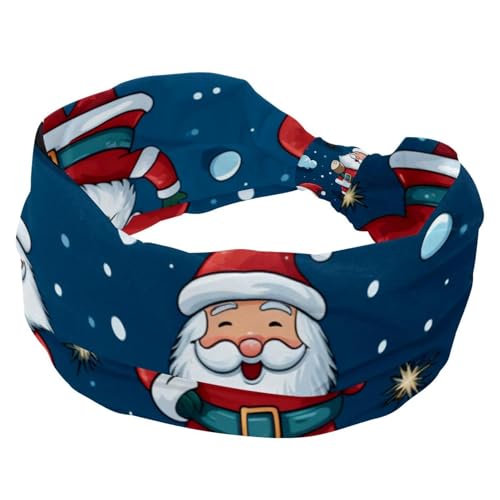 Stirnbänder für Frauen, Weihnachten Weihnachtsmann Elastisch Breit Stirnband Geknotetes Haarband Vintage Head Wraps für den täglichen Gebrauch, Yoga, Workout von RODAILYCAY