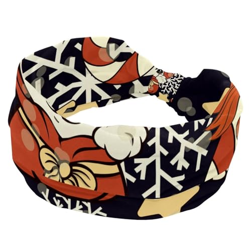 Stirnbänder für Frauen und Mädchen, niedliches Weihnachts-Panda-Sterne, Schneeflocken, weiches breites Stirnband, dehnbar, geknotete Headwraps, modisches Sport-Haarband für Workout, Yoga von RODAILYCAY