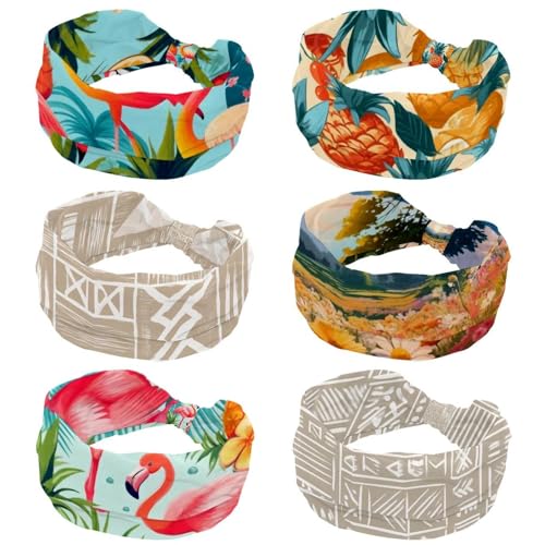 Stirnbänder mit Ananas-Muster, für Frauen und Mädchen, 6 Packungen modisches Stirnband, Criss Twisted Haarband, breiter Kopf, Haar-Accessoires Stirnbänder mit Ananas-Muster, für Frauen und Mädchen, 6 Packungen modisches Stirnband, Criss Twisted Haarband, breiter Kopf, Haar-Accessoires von RODAILYCAY
