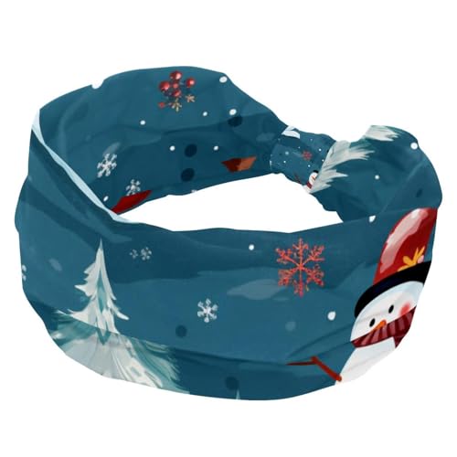 Stretch-Sport-Stirnband für Damen, weiches Stirnband, Frohe Weihnachten, Schneemann, rutschfestes Haarband, Haarschmuck, verdrehte Knoten-Haarband von RODAILYCAY