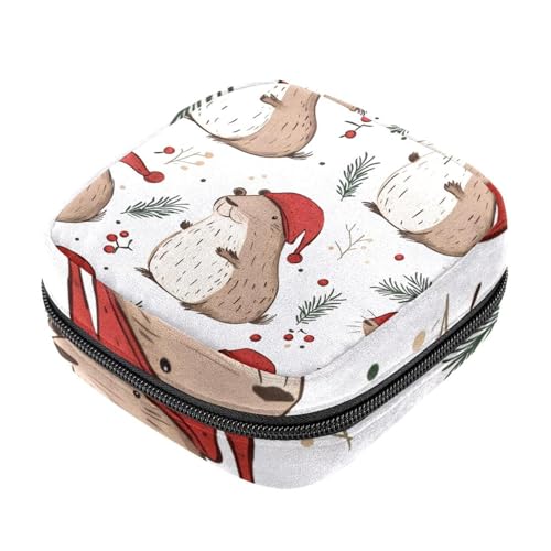 Tampon-Slipeinlagen, Menstruations-Geldbörse, Stillunterlagenhalter mit Reißverschluss, niedliches Cartoon-Capybaras-Muster, Hygiene-Servietten-Organizer von RODAILYCAY