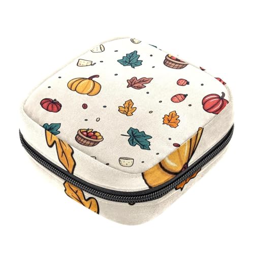 Thanksgiving-Kürbis-Set für die erste Periode für Mädchen und Frauen, Tampon-Slipeinlagen, Menstruations-Geldbörse, Stilleinlagen-Halter mit Reißverschluss, hygienischer Serviettenbeutel-Organizer von RODAILYCAY